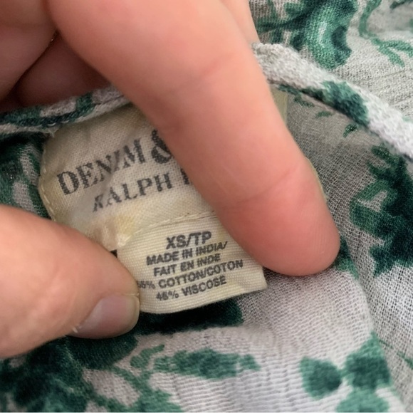 Ralph Lauren Denim & Supply Floral Tunic Top Womens XS Green Pockets Swing - Picture 4 of 16